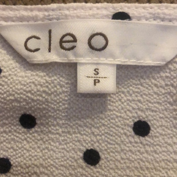 CLEO Cap Sleeve V-Neck Black Polka Dots on White background, Tie Belt - Picture 5 of 5